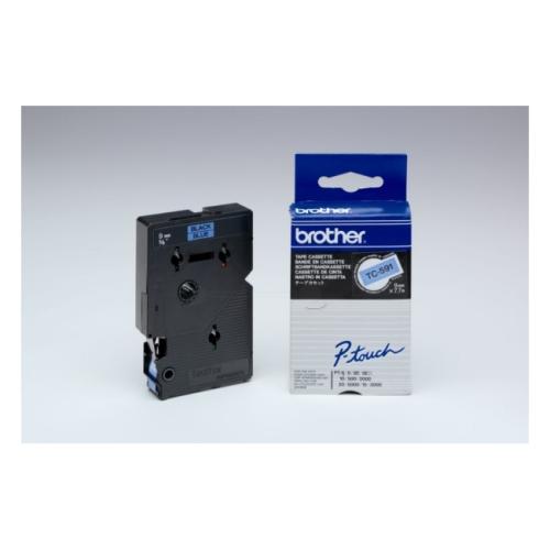 Brother lente melns uz zils (TC591), 9mm, laminēts