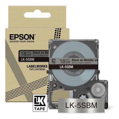 Epson etiķetes melns / sudrabs (C53S672094 / LK5SBM)